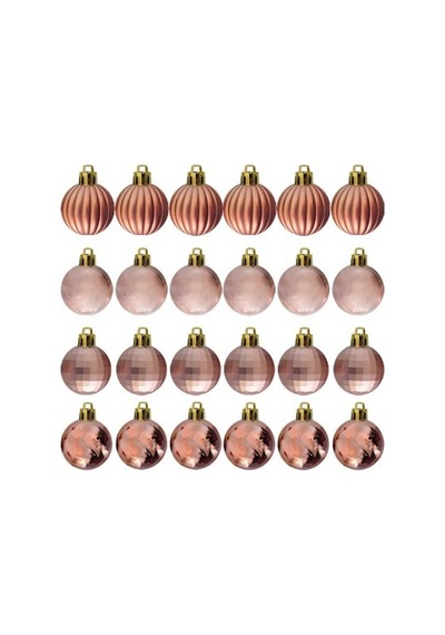 Yılbaşı Lüks Ağaç Süsleri Asorti 4 Model 4 Cm 24 Lü Bronz Renkli