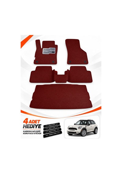 Mini Countryman-r60 2010-2016 Uyumlu Eva Oto Paspas Bagaj Paspası Dahil Bordo