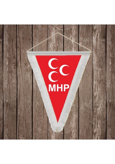 Milliyetçi Hareket Partisi Mhp Beyaz Saçaklı Üçgen Flama Bayrak Hatıra Flama Diğer