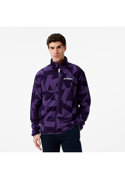Adidas Terrex Multi Printed Full Zip Fleece Erkek Mor Yürüyüş Polar Jm0135