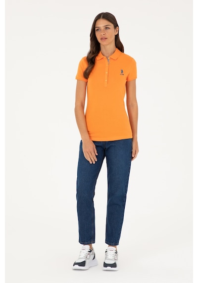 U.S. Polo Assn. Kadın Turuncu Basic Polo Yaka Tişört 50280060-VR051