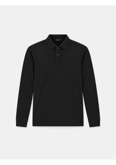 Xint Siyah Lüks Merserize Dokulu Regular Fit Uzun Kollu Tişört 502282