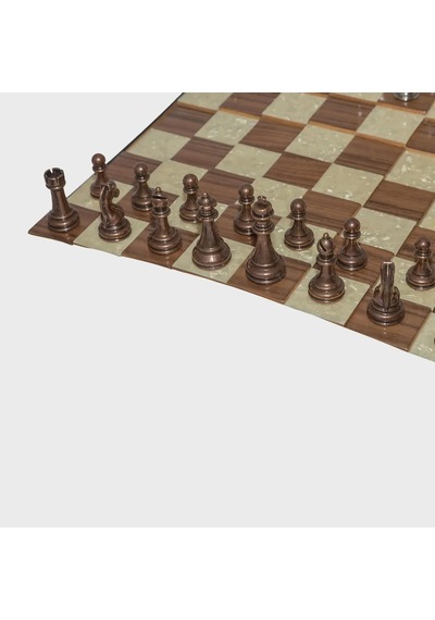 Büyük Klasik Metal Satranç Figür Bakır-nikel