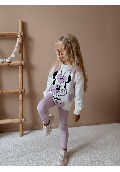 Miniko Kids Kız Çocuk Minnie Modelli Taytlı Takım Lila