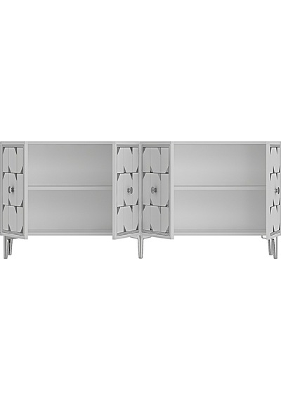 Ka1803bs Moka180 Konsol, Kahve Köşesi, Tv Sehpası Beyaz-sılver 180cm Beyaz-sılver