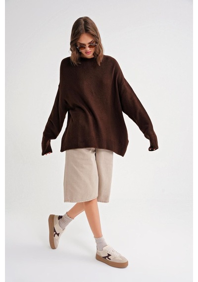 Hiccup Mixray Oversize Triko Kazak Kahverengi