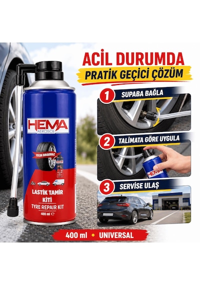 Oto Lastik Tamir Kiti - Universal Büyük Boy 400 Ml