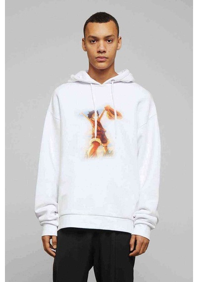 Anime One Piece Baskılı Beyaz Erkek Örme Kapşonlu Sweatshirt (531036951)