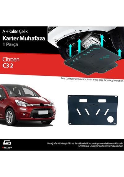 S-dizayn Citroen C3 Çelik Karter Muhafaza 2009-2016 A+ Kalite