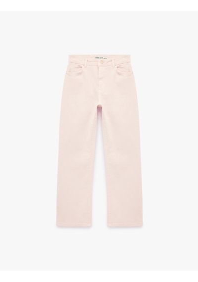 Koton Normal Bel Dar Kalıp Pamuklu Düğmeli Kısa İspanyol Paça Pantolon - Kick Flare Jeans Pembe 6sal40006mw Gül Koton Normal Bel Dar Kalıp Pamuklu Düğmeli Kısa İspanyol Paça Pantolon - Kick Flare Jeans Pembe 6sal40006mw Gül