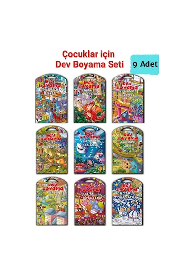 Çocuklar İçin Dev Boyama Setleri - 9 Adet Farklı Temalı Dev Boyama Seti 67.5 X 100 Cm