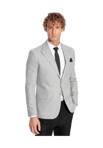 Wessi Desenli Slim Fit Gri Erkek Ceket 001