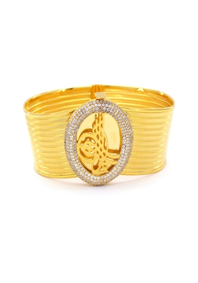 Ferizz 316l Çelik Zirkon Taşlı Spor Kelepçe Blz-286 Gold