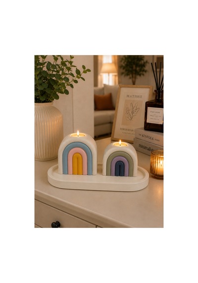 Rainbow Arch Dekoratif Mumluk Seti 2 Li Mavi