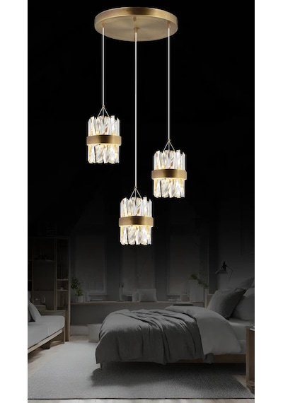 Roxy 3'lü Sarkıt Taşlı Led Avize 3028-q45-1w-ev Eskitme