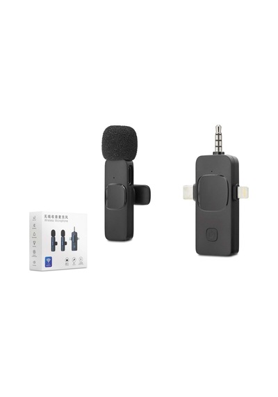 Kablosuz Yaka Mikrofonu Type-c Lightning 3.5 Mm Siyah Hdx278