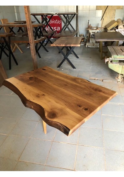 Bintaşmobilya Doğal Ceviz Ağacı Kütük Masa Üstü Tablası 130X85.Cm
