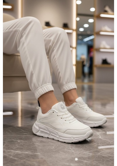 United Colors Of Benetton Beyaz Fileli Hafif Esnek Hafızalı Taban Unisex Spor Ayakkabı Bnı-11500 G