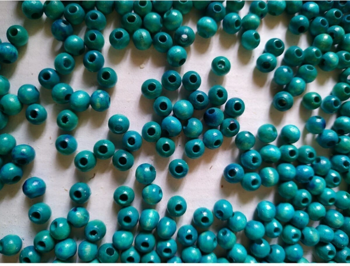 Ahşap Boncuk 6 Mm 80 Gr 720 Adet Turkuaz