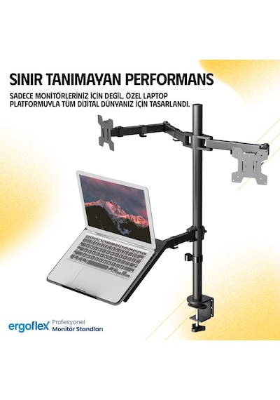 Ergoflex EF75 Steel Design 2-8 kg Triple Kol Asansörlü 13"-27" Monitör&10-17" Laptop Standı