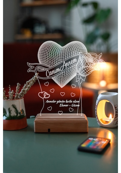 Kişiye Özel Anneler Günü Hediyesi 3D Led Lamba