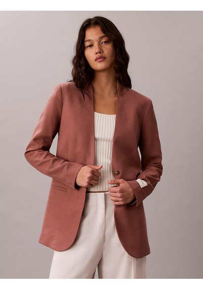 Calvin Klein Lınen Blazer, 41j, 4 Kadın Kiremit Blazer Kahverengi