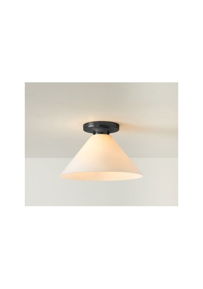 Opal Camlı Plofonyer Tavan Avize Aramtür Beyaz Camlı Cap 22 Cm Siyah
