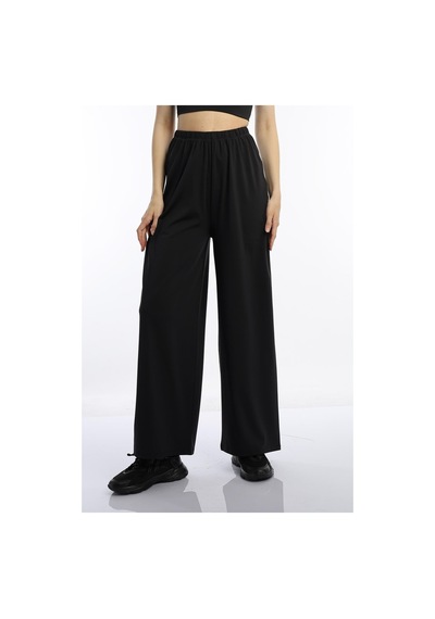Quhox Kadın Allegro Kumaş Oversize Pantolon Siyah