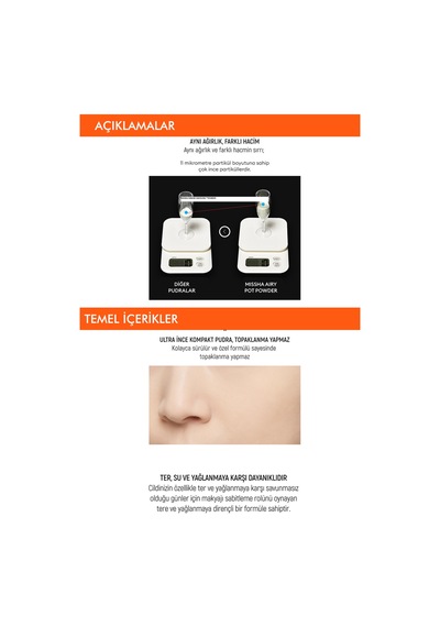 Missha Airy Pot Pressed Powder Matlaştırıcı Transparan Ultra Hafif Sıkıştırılmış Pudra 8 G-  Translucent