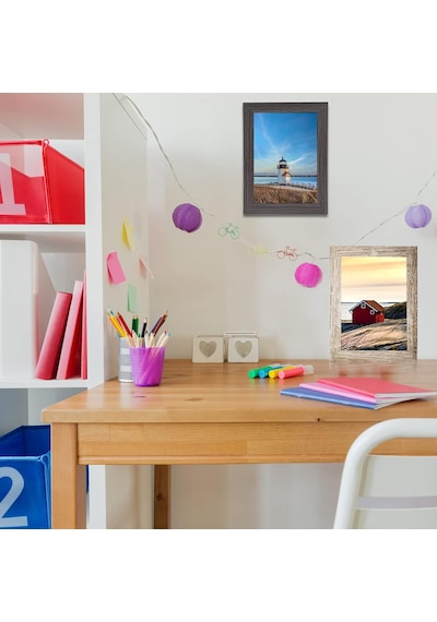 Tr 4x6 Resim Çerçeveleri 8'li Set, Rustik Resim Çerçeveleri Çok Ahşap Renkli, Ekran Fotoğrafları 4x6 İnç, Duvar