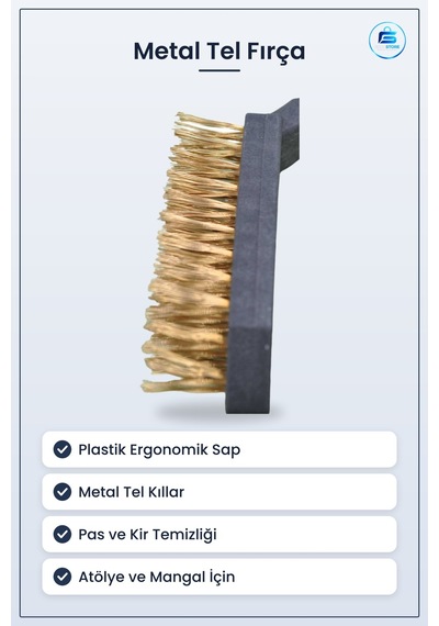Metal Tel Fırça Plastik Saplı Pas Kir Sökme Temizleme Fırçası Erg