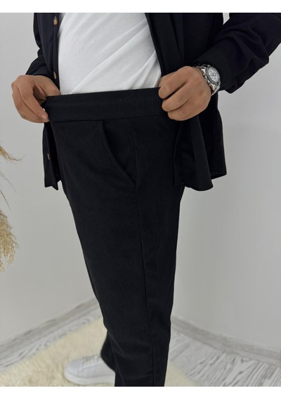 La Boum Kadife Gömlek Pantalon İkili Takım - Rahat Kesim Gri