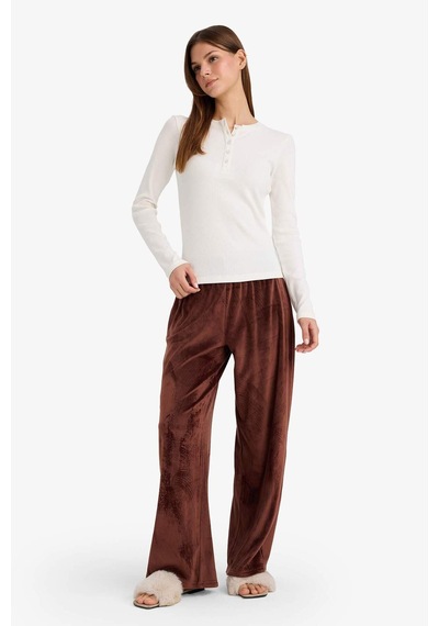 Defacto Regular Fit Velur Pijama Altı G5915ax25wnbn91 Kahve-bn91