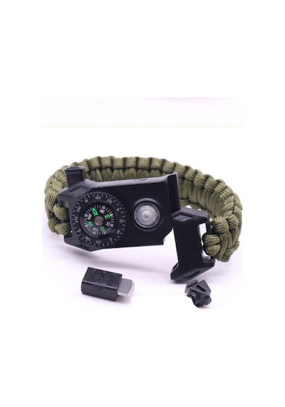 Paracord Bileklik- Pusulalı Led Işıklı Kamp Outdoor Çok Renkli
