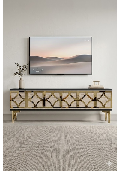 Tsa1237atg Lem Tv Sehpası Antrasit-traverten-gold 120cm Tsa1237atg Lem Tv Sehpası Antrasit-traverten-gold 120cm