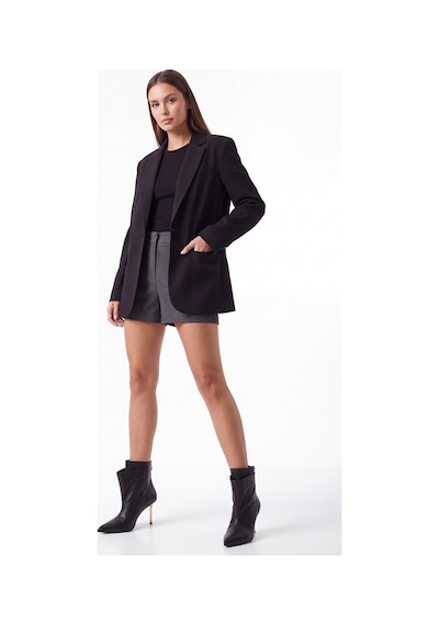 Luvi Shoes Meja Siyah Cilt Sivri Burunlu Kadın İnce Topuklu Bot