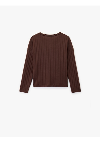 Koton Uzun Kollu Bisiklet Yaka Rahat Kalıp Pijama Üstü Bordo 6wlk40057mk Bordo