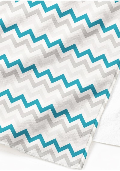 Zigzag Geometrik Modern Plaj Havlusu - Turkuaz Gri Minimalist Hızlı Kuruyan Mikrofiber Havlu Kül Ada
