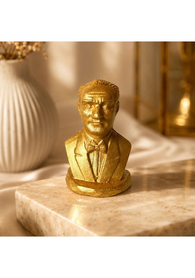 Bk Gift Gold Renk Lider Büstü 8 Cm Dekoratif Masa Üstü Heykel Biblo