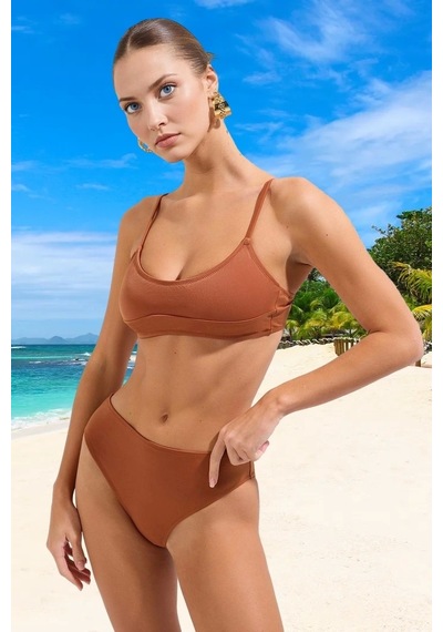 Ersefa Tasarım Bikini Takımı Klora Dayanıklı Yüksek Konfor Ergonomik Kes Kahverengi