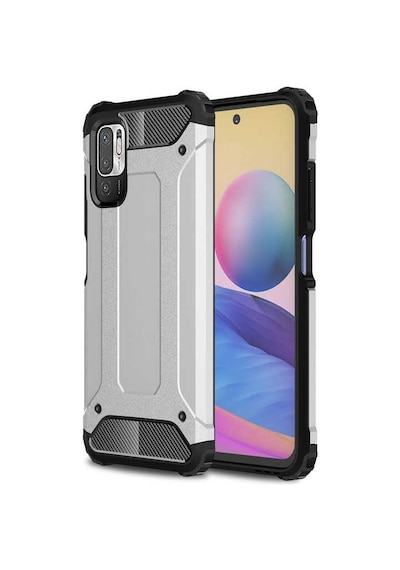 Kilifone - Xiaomi Uyumlu Redmi Note 10 5g - Kılıf Çift Katman Zırh Tank Crash Military Kapak - Gri