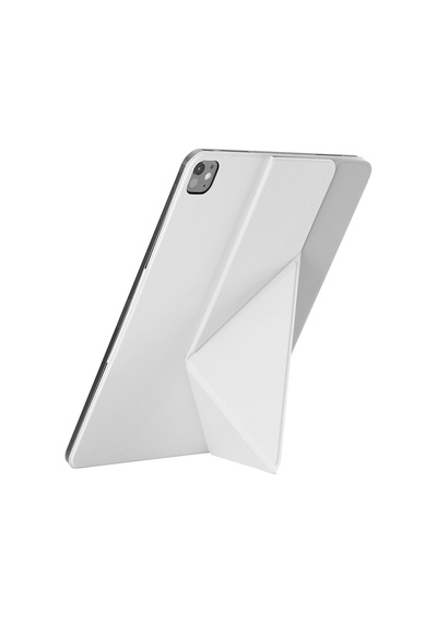 İpad Pro 11 2024 Uyumlu Pitaka Folio 3 Kalem Bölmeli Standlı Kılıf Beyaz Kapaklı Kılıf