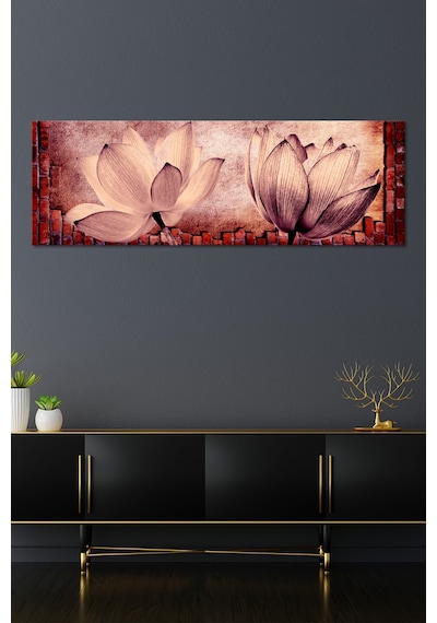 Lotus Çiçekler Vintage Çiçekler Kanvas Tablo 7 Farklı Ölçü