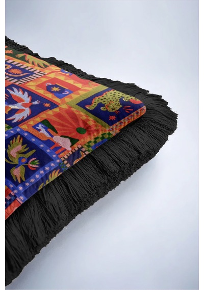 Egzotik Patchwork Saçaklı Yastık Kılıfı-maksimalist Etnik Turuncu Mavi Siyah Püsküllü Kırlent Kılıfı Buzlu Atlas Aura Egzotik Patchwork Saçaklı Yastık Kılıfı-maksimalist Etnik Turuncu Mavi Siyah Püsküllü Kırlent Kılıfı Buzlu Atlas Aura