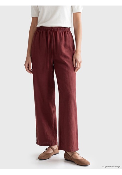 Lcwaıkıkı Classic Turuncu Beli Lastikli Geniş Paça Kadın Pantolon