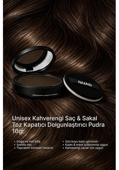 Unisex Saç Ve Sakal Kapatıcı Dolgunlaştırıcı Pudra, Koyu Kahve, 12gr, Doğal Görünüm, Anında Hacim Çok Renkli