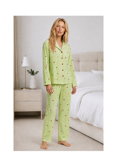 Fit Women Kadın Ev Giyimi Rahat Yeşil Pijama Takımı 4660