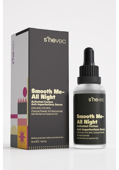 Smooth Me All Nıght Aktif Kömür İçeren Matlaştırıcı Ve Cilt Kusur Görünümünü Azaltıcı Siyah Serum