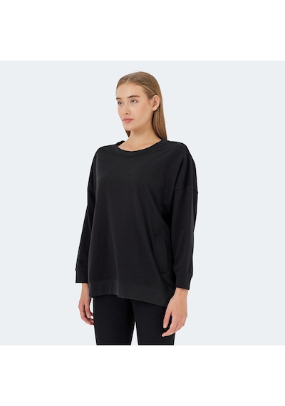 Slazenger VIKENTI SW Oversize Kadın Cepli Oversıze Siyah Sweatshirt