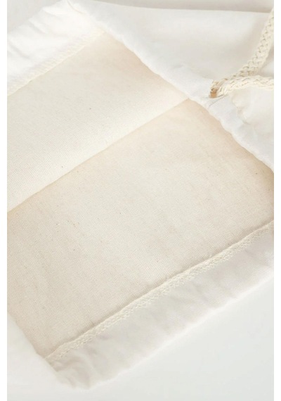 Hapshoe Look Krem 35x40 Cm Unisex Ham Bez Büzgülü Ayakkabı Terlik Çantası Natural